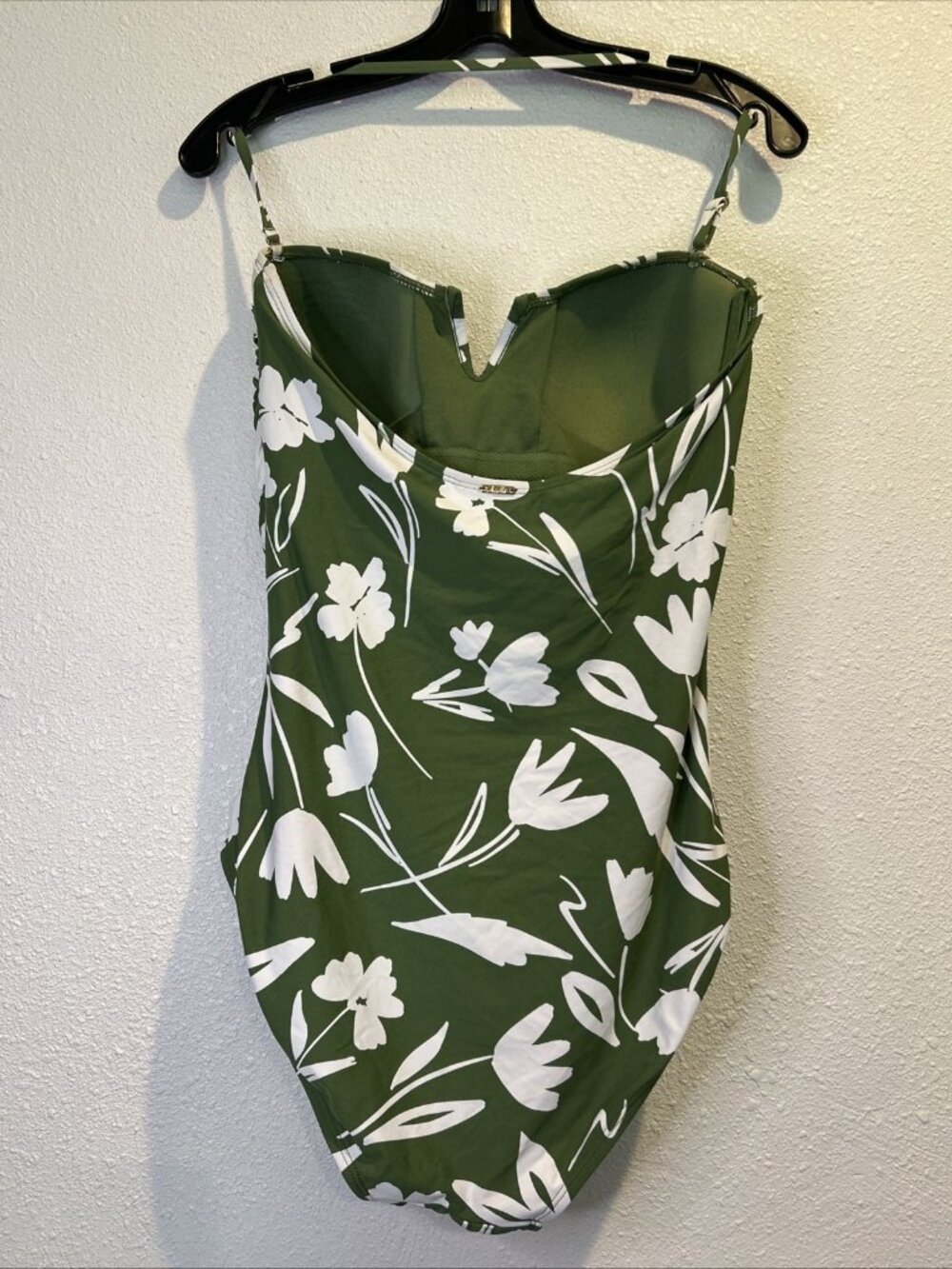 Anne Cole Green FLoral Print One Piece Women’s Swimsuit Size 14 Large Halter - Picture 3 of 5
